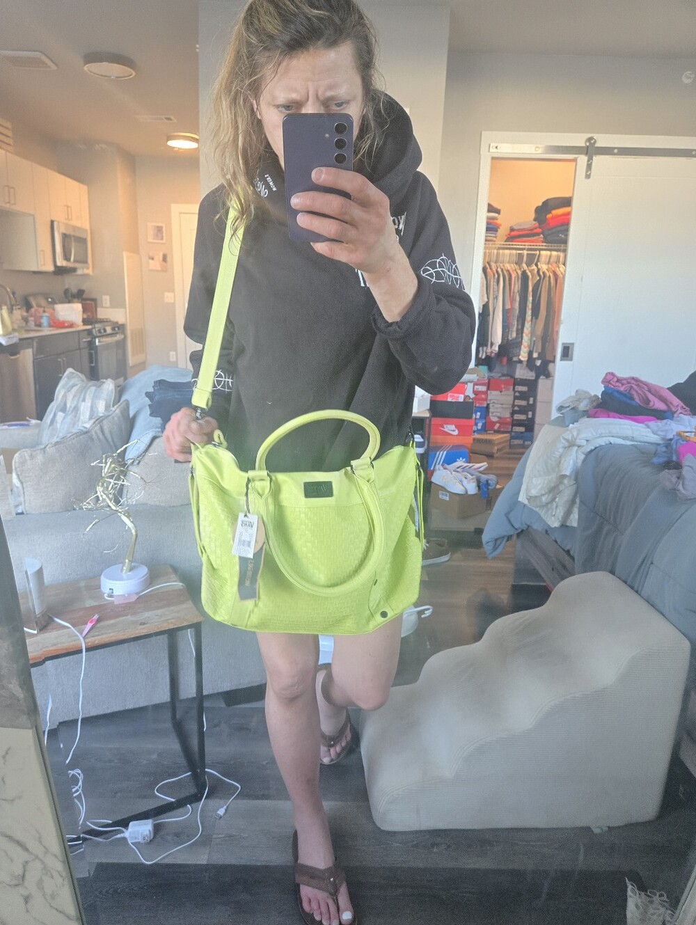 Vans Large Neon Yellow Women's Shoulder/Totes Bag Nwt - Picture 7 of 10